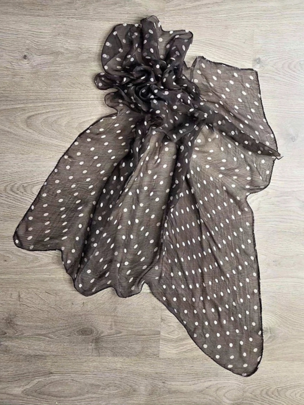 Vintage Pre Owned Black & White Polka Dot Scarf